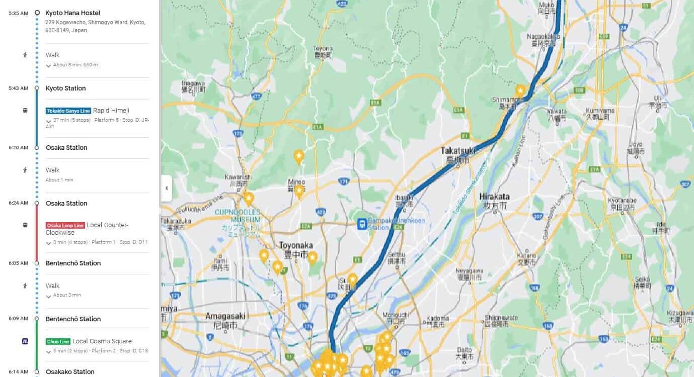 שימוש בגוגל מפות לניווט ביפן